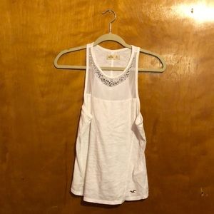 White Top with Rhinestone and Mesh Detailing